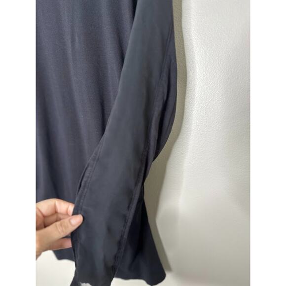 Ruby Ribbon Top Large Black Viscose Stretch Jersey Long Sleeve Ruched Mesh Basic - Picture 4 of 10